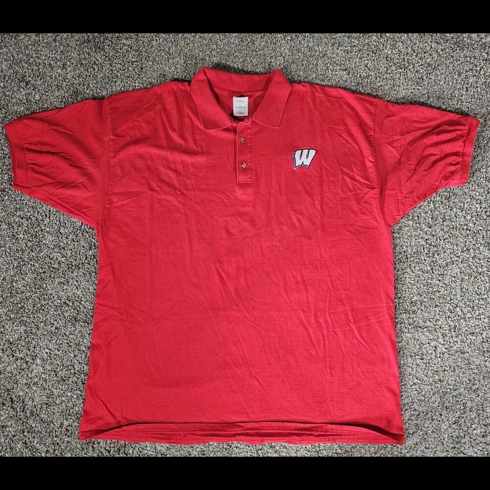 Red Wisconsin Badgers Short Sleeve polo Gildan 2XL